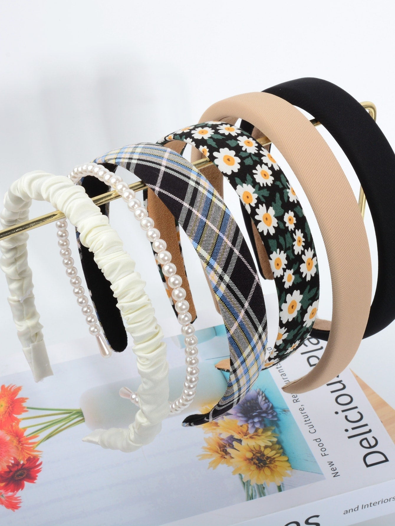 6 Pieces Headband with Artificial Pearl Decor