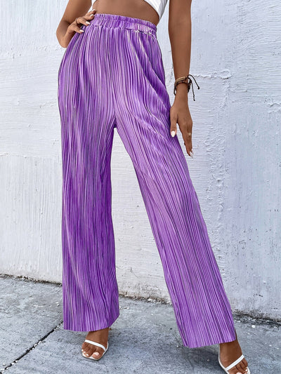 Pants with wide legs, high waist, pleated