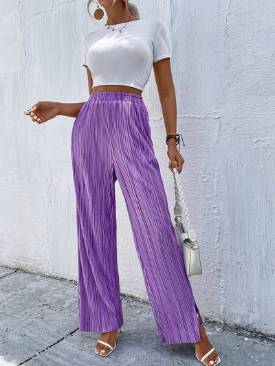 Pants with wide legs, high waist, pleated