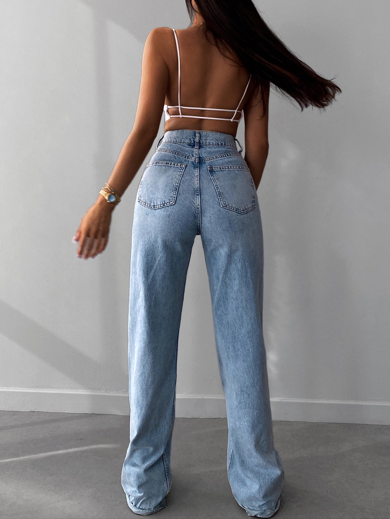 TALL jeans with high waist, cropped hem, wide leg cut