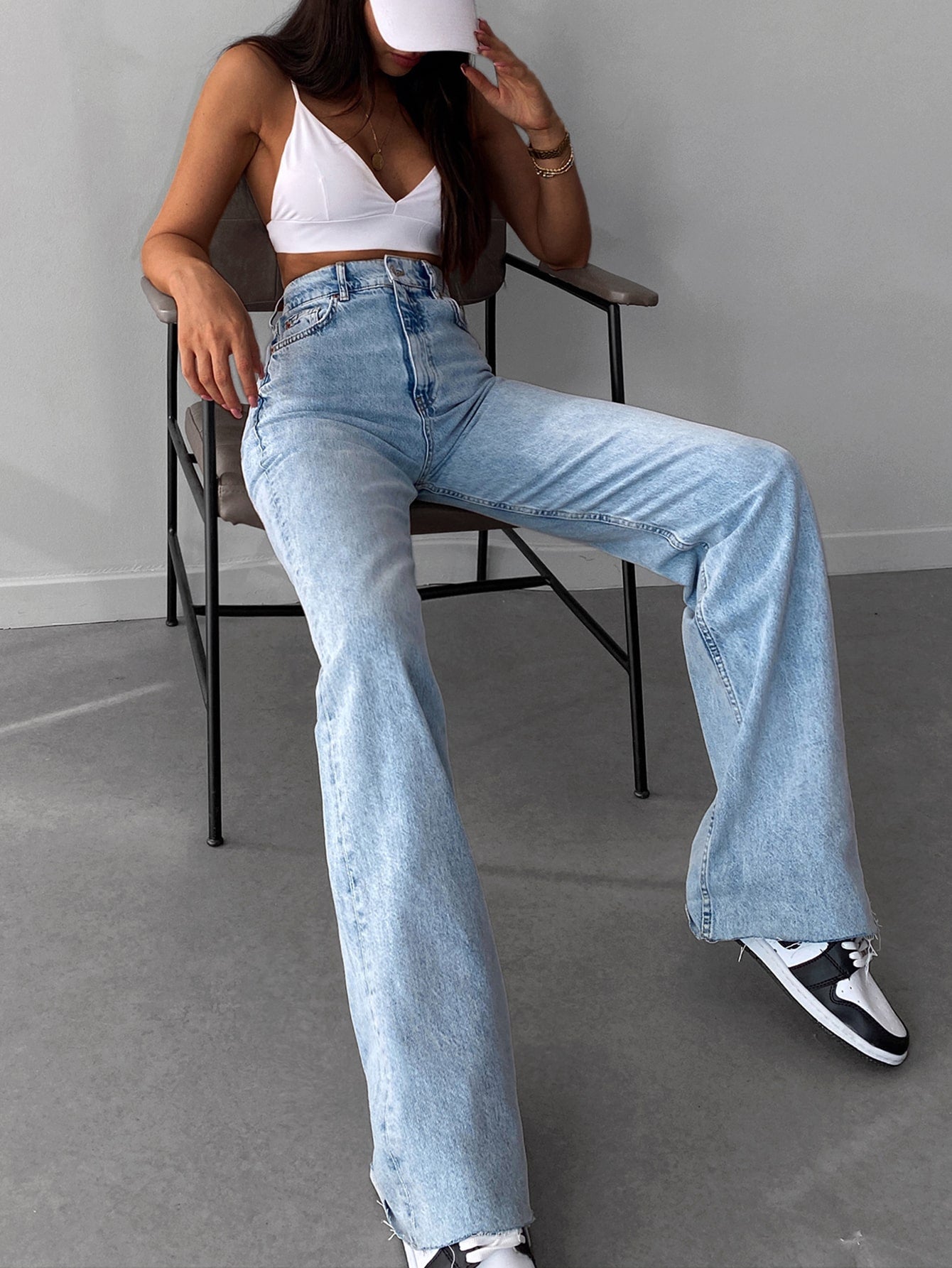 TALL jeans with high waist, cropped hem, wide leg cut