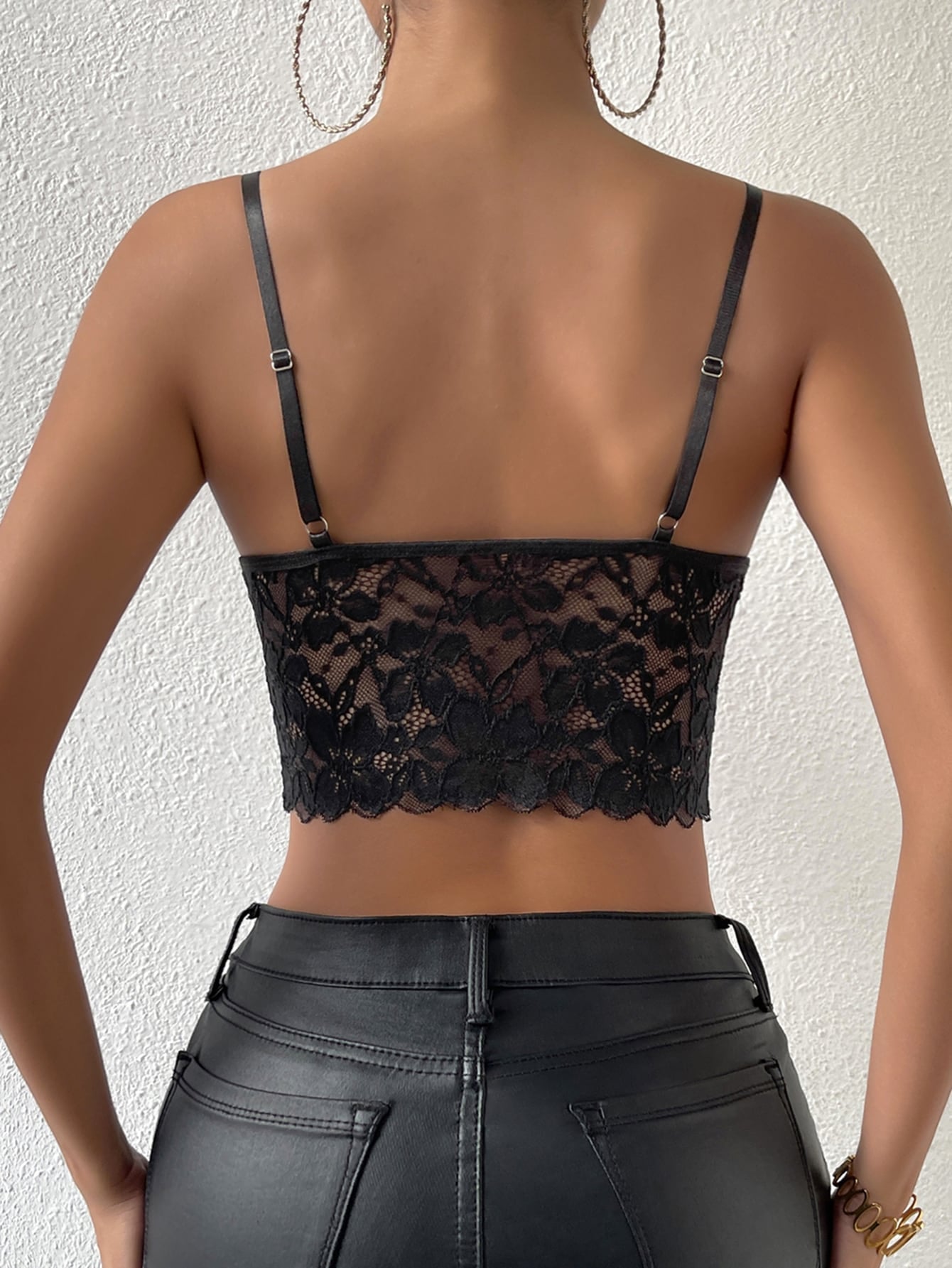 Crop Lace Cami Top with Cross Strap