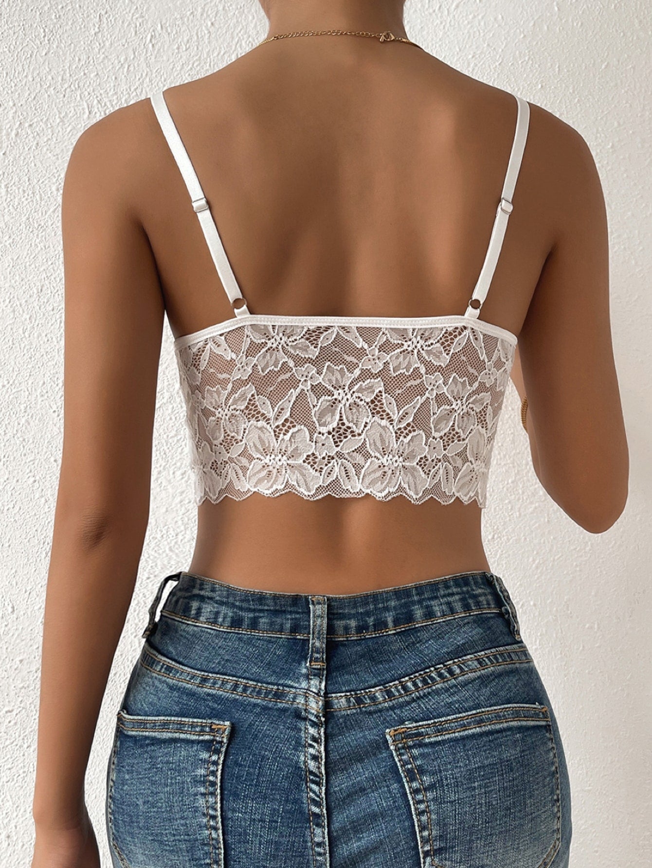 Crop Lace Cami Top with Cross Strap