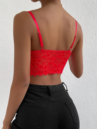 Crop Lace Cami Top with Cross Strap