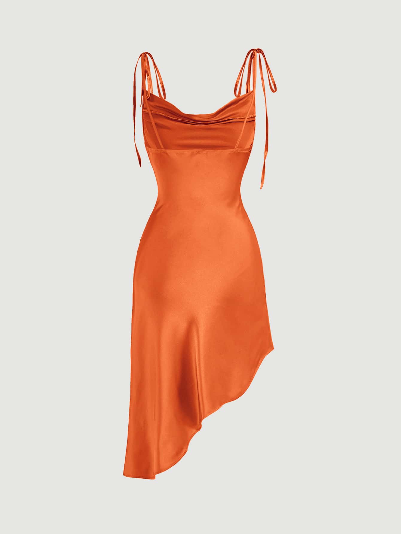 Cami dress with waterfall neckline, asymmetrical hem