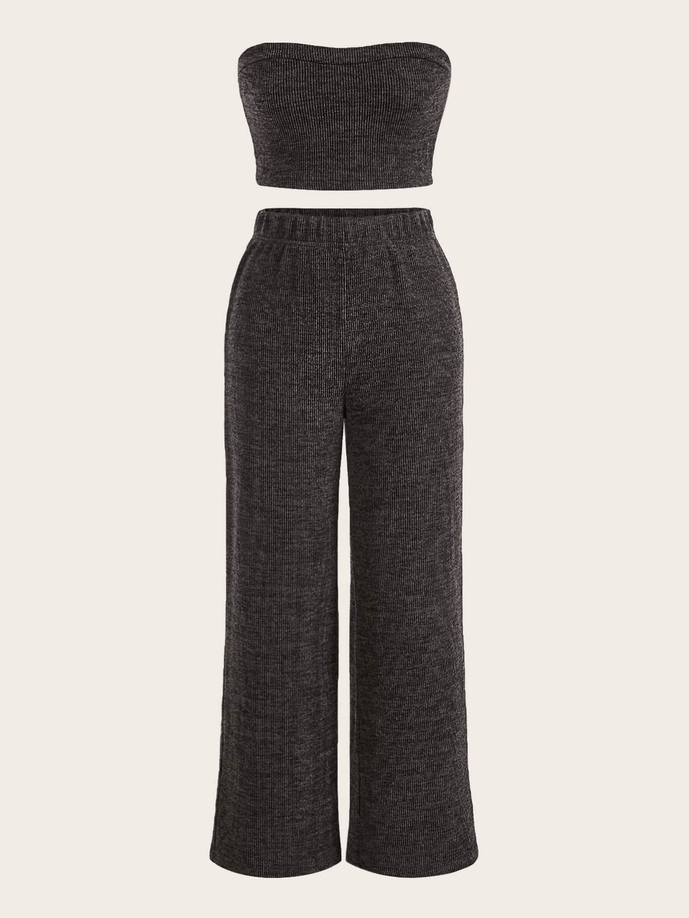 TRENDING Crop Tube Top & Wide Leg Pants