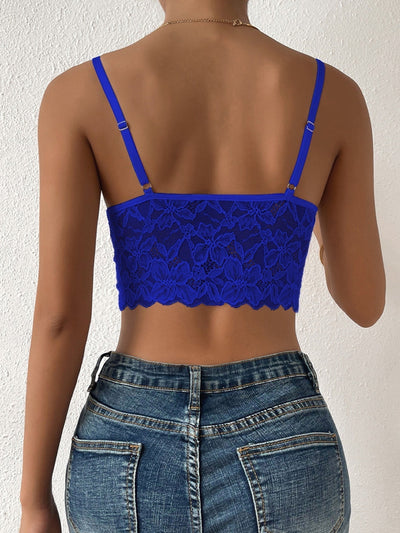 Crop Lace Cami Top with Cross Strap