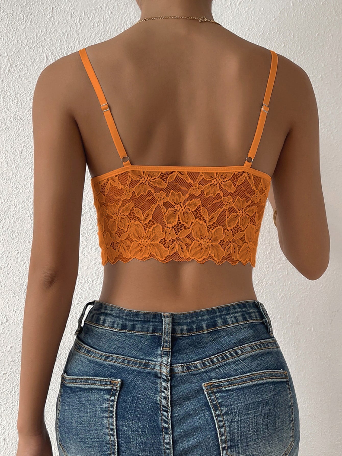 Crop Lace Cami Top with Cross Strap