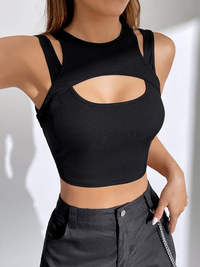 Crop Tank Top with Front Cutout