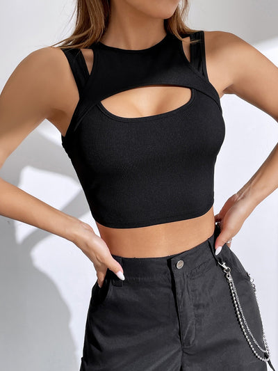 Crop Tank Top with Front Cutout