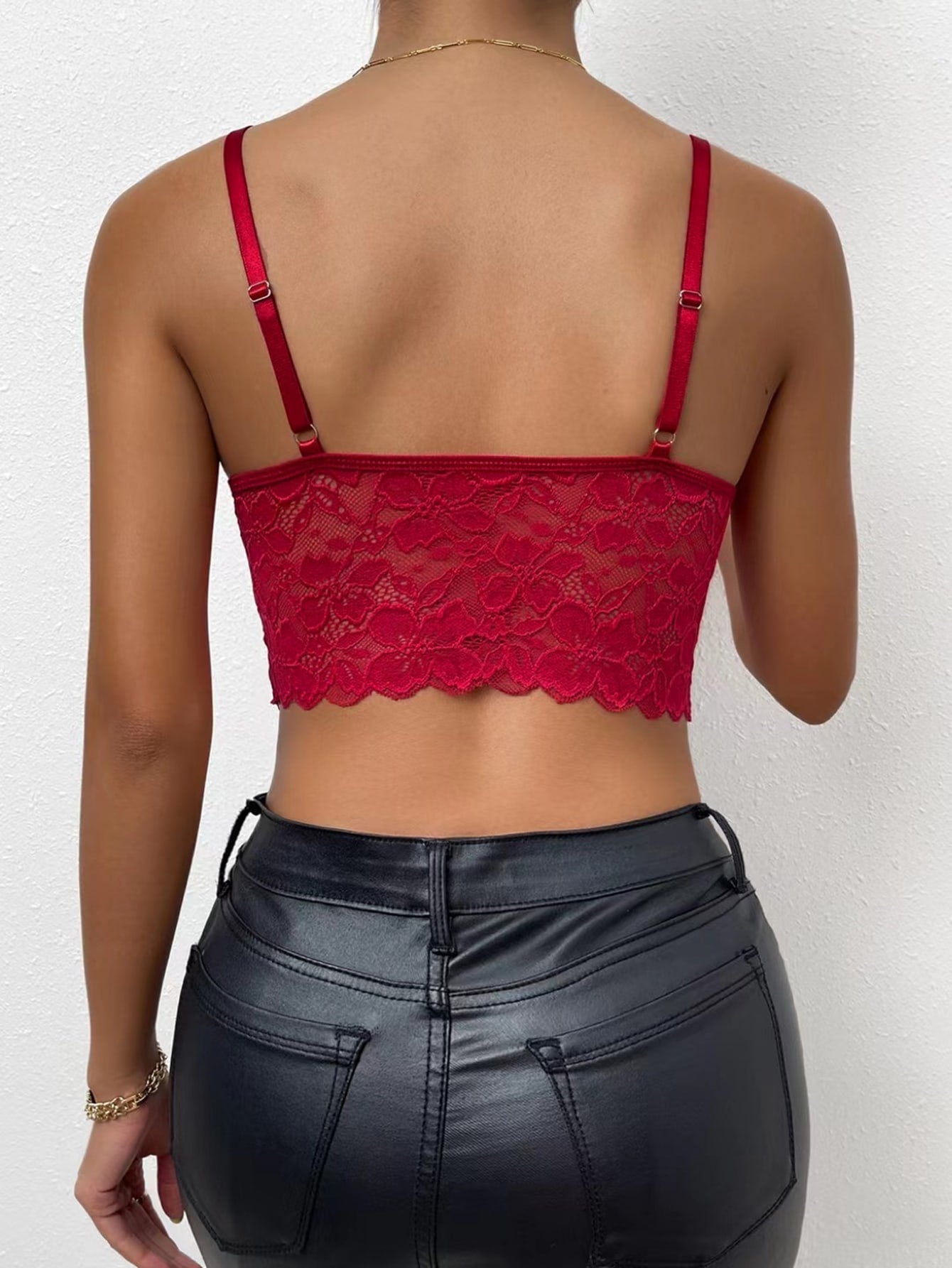 Crop Lace Cami Top with Cross Strap