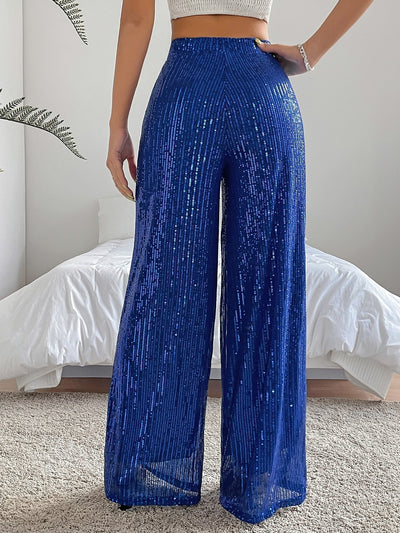 Wide-Leg Pants, High Waist, Sequin