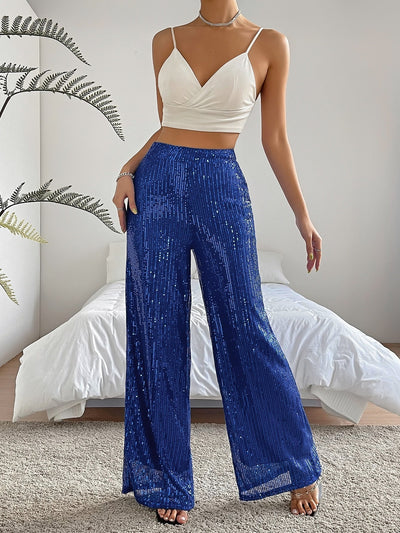 Wide-Leg Pants, High Waist, Sequin