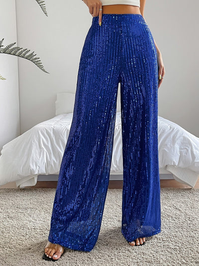 Wide-Leg Pants, High Waist, Sequin