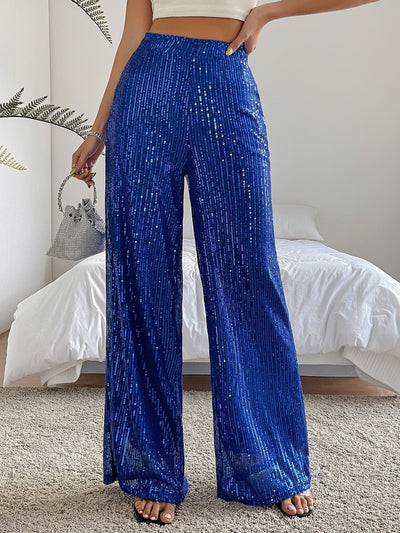 Wide-Leg Pants, High Waist, Sequin