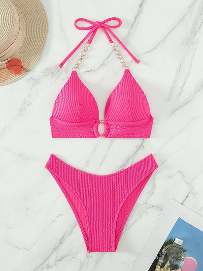 Push-Up Bikini mit Kette, Neckholder