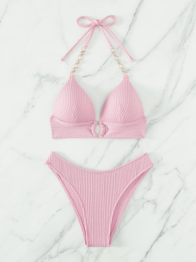 Push-Up Bikini mit Kette, Neckholder