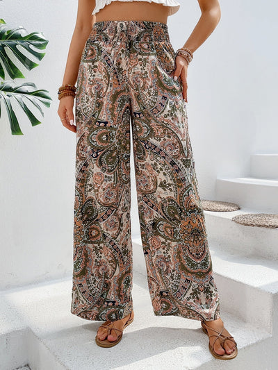 Hose mit weiten Beinen, Paisley Muster,