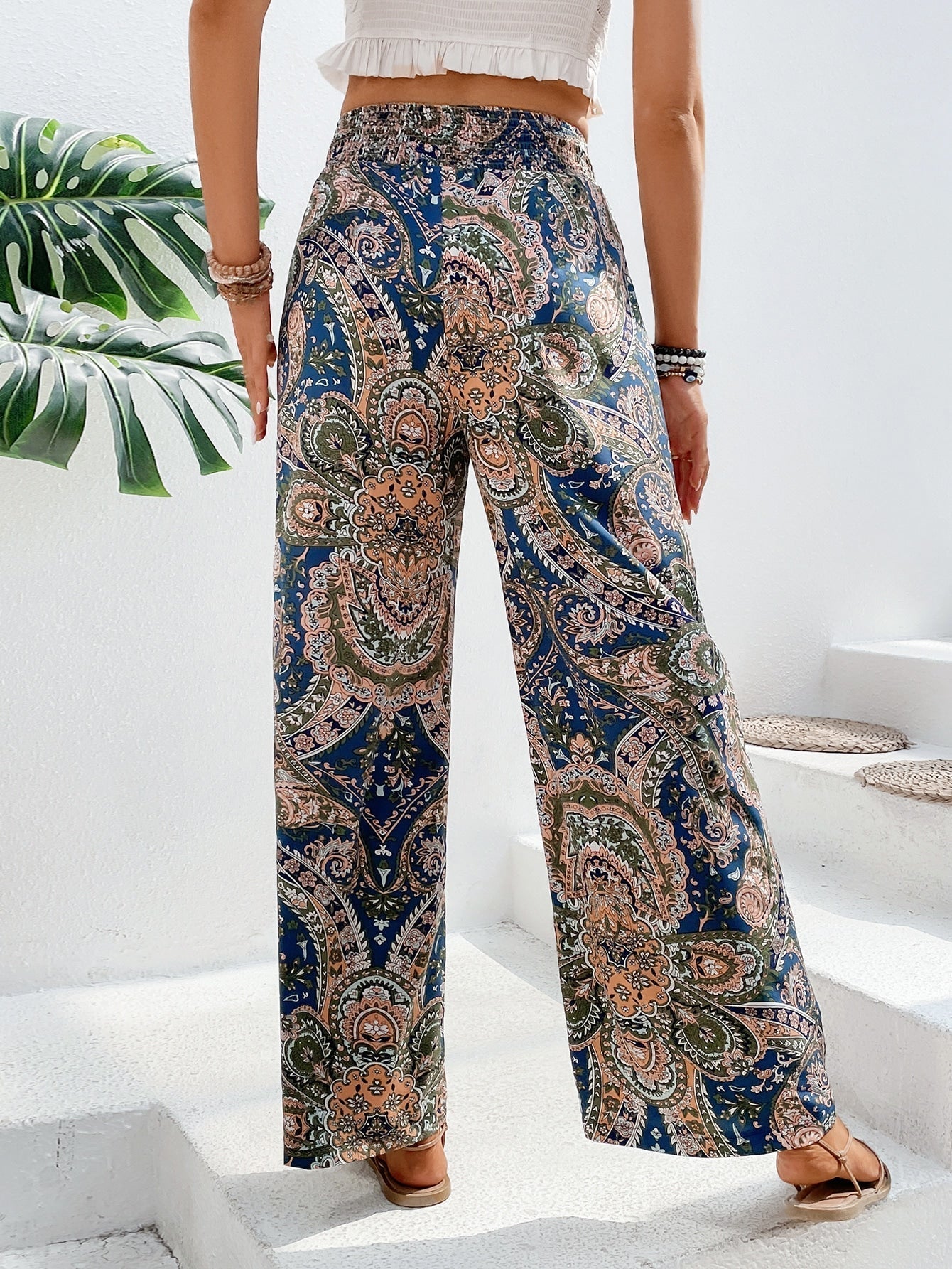 Hose mit weiten Beinen, Paisley Muster,