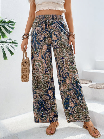 Hose mit weiten Beinen, Paisley Muster,