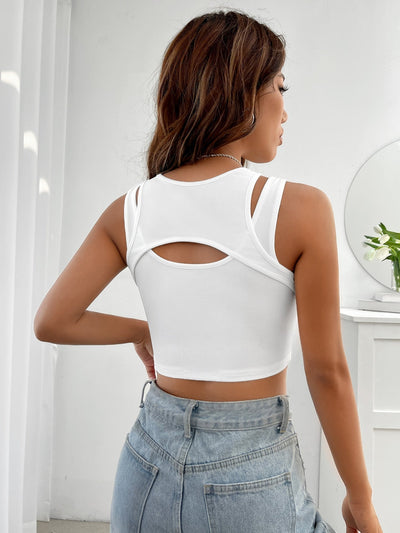 Crop Tank Top with Front Cutout