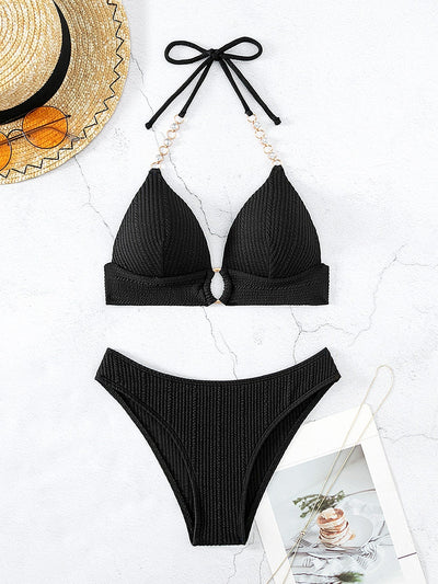 Push-Up Bikini mit Kette, Neckholder