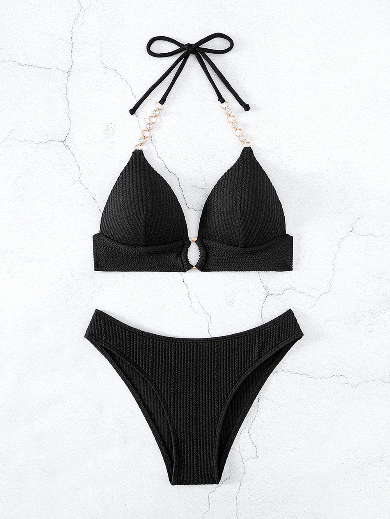 Push-Up Bikini mit Kette, Neckholder