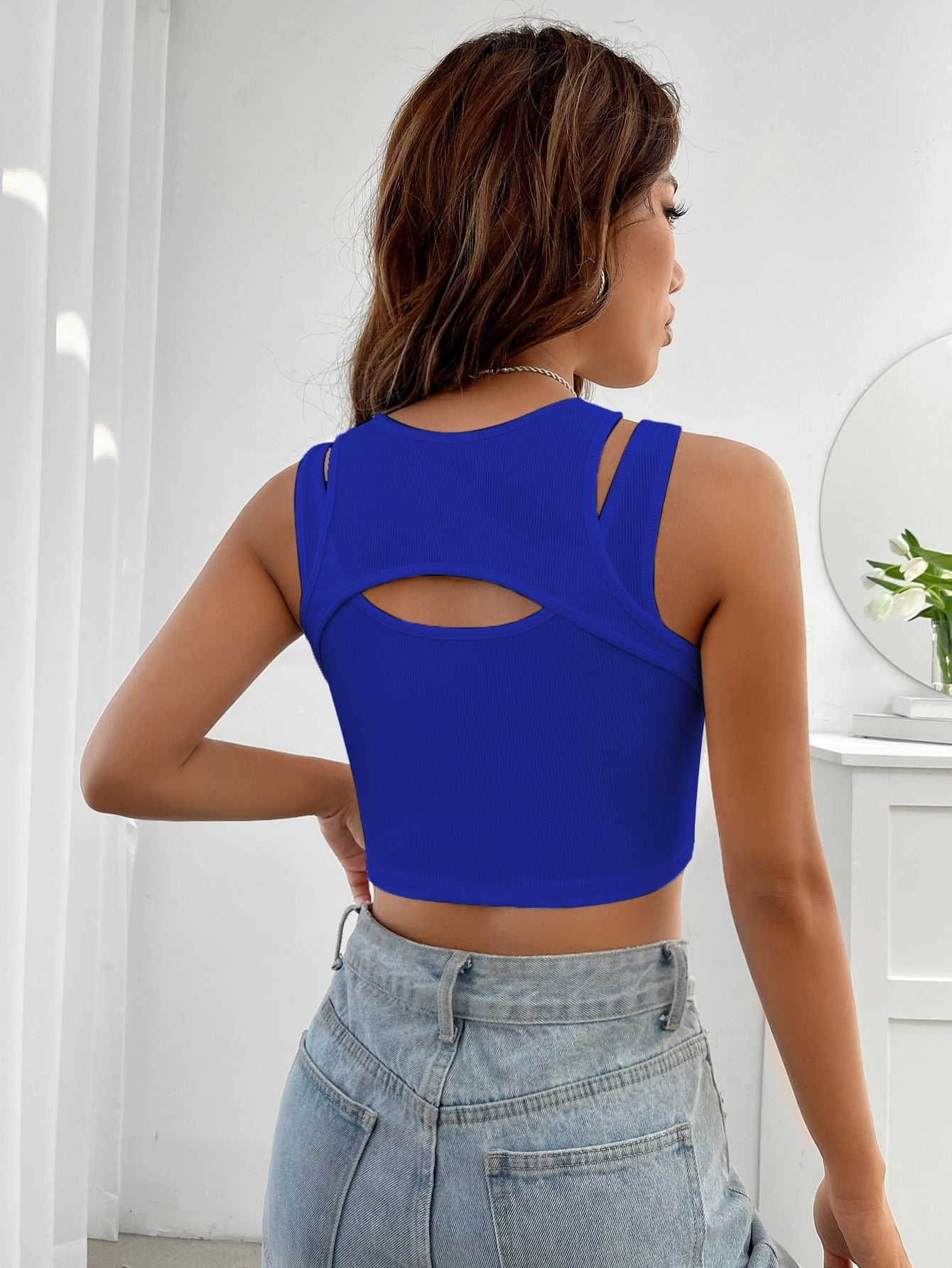 Crop Tank Top with Front Cutout