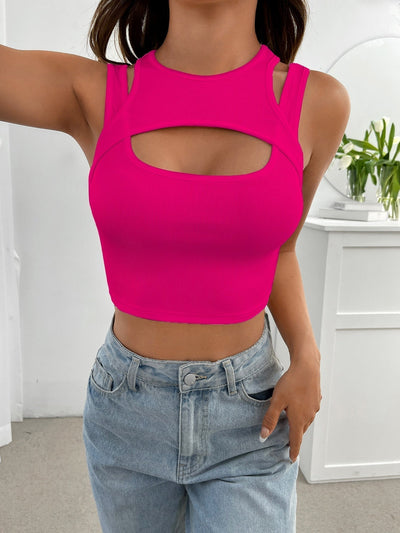 Crop Tank Top with Front Cutout