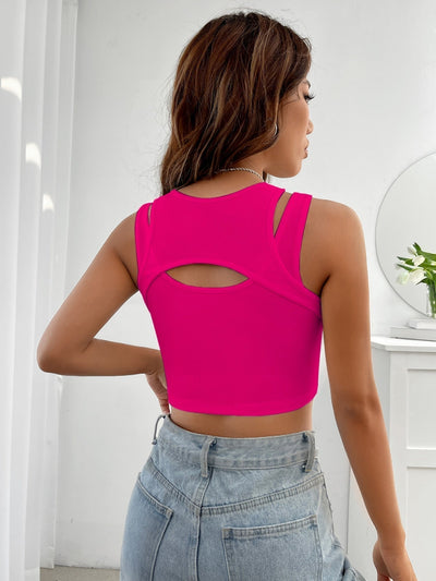 Crop Tank Top with Front Cutout