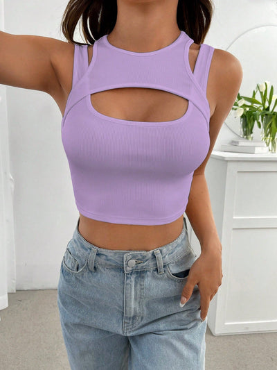 Crop Tank Top with Front Cutout