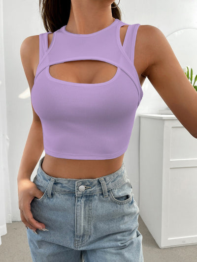 Crop Tank Top with Front Cutout