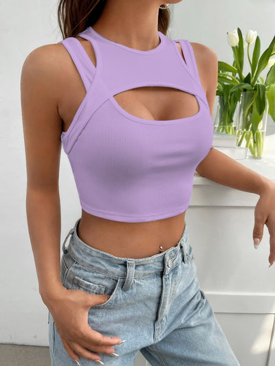 Crop Tank Top with Front Cutout