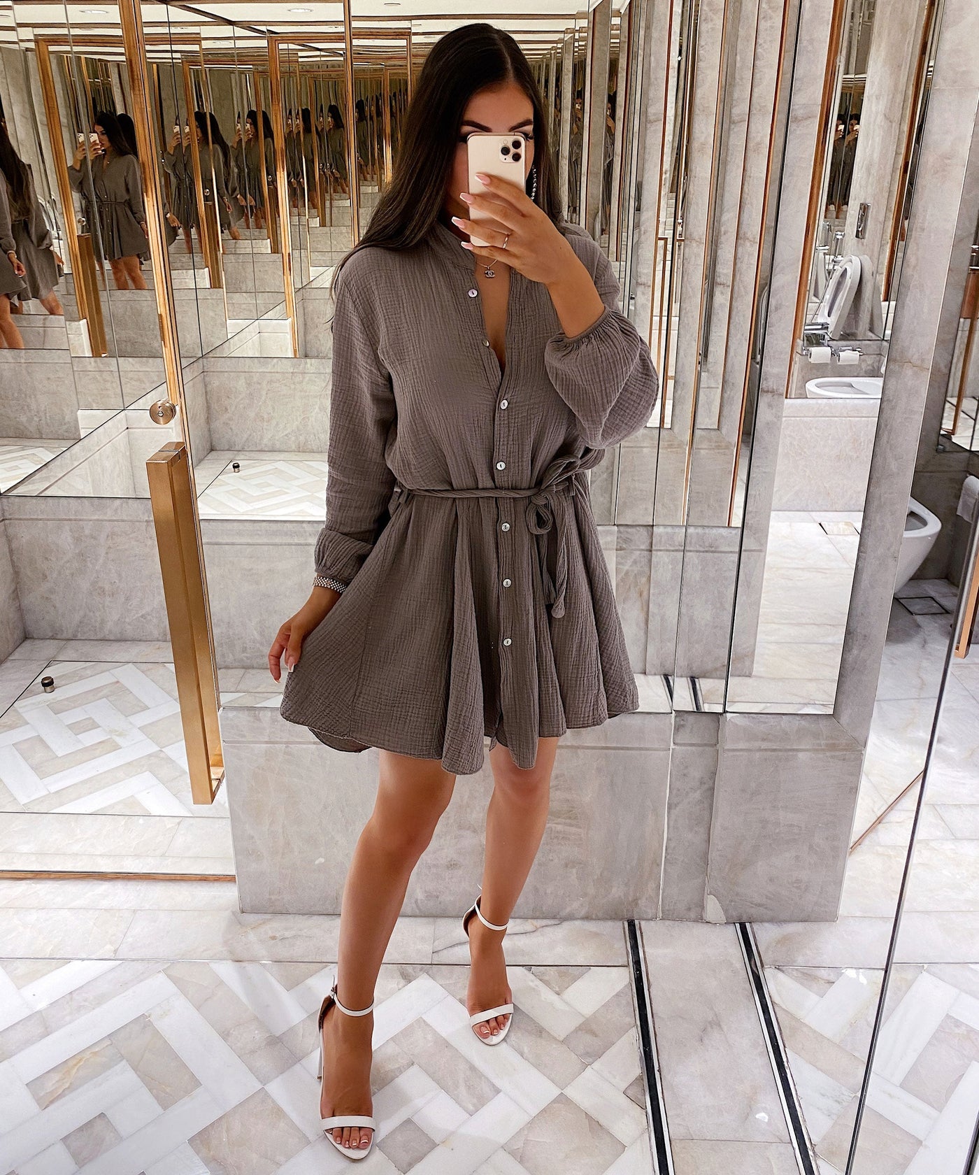 Musselin Dress Daisy Taupe