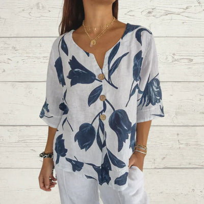 Dana™ - Printed Tunic Top with V-Neck (50% OFF)