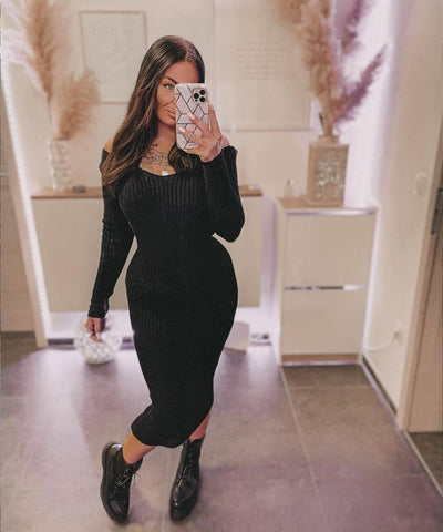 April Black Knit Dress