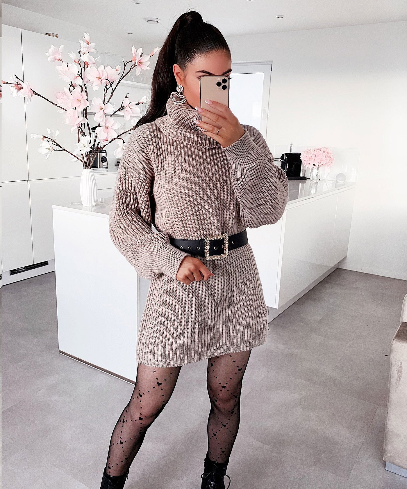 Leila Camel Sweater Dress