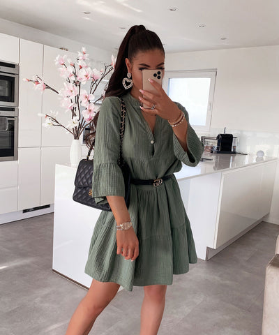 Musselin Dress Alejandra Khaki