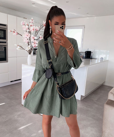 Musselin Dress Alejandra Khaki