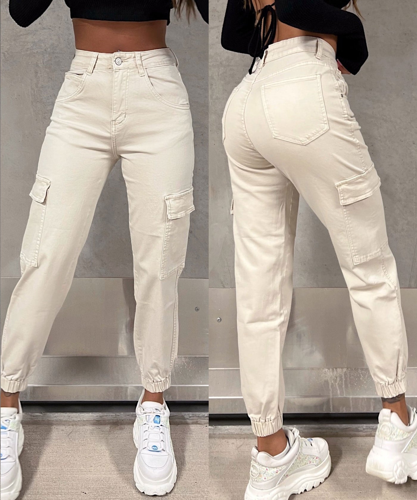 Stretch Cargojeans Elena Beige