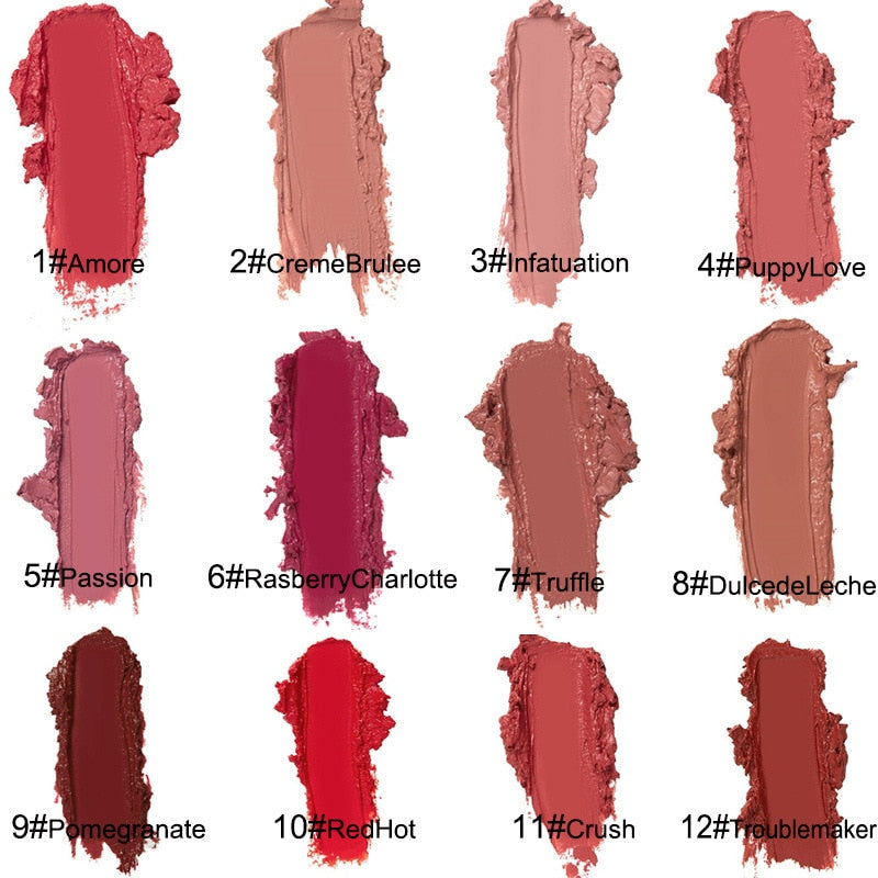 12 Colors Cream Texture Lip Gloss Waterproof - 1+1 FREE!