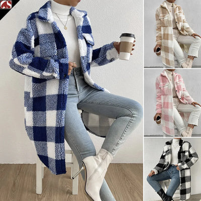 Henna™ - Long Sleeved Checkered Coat (50% Off)