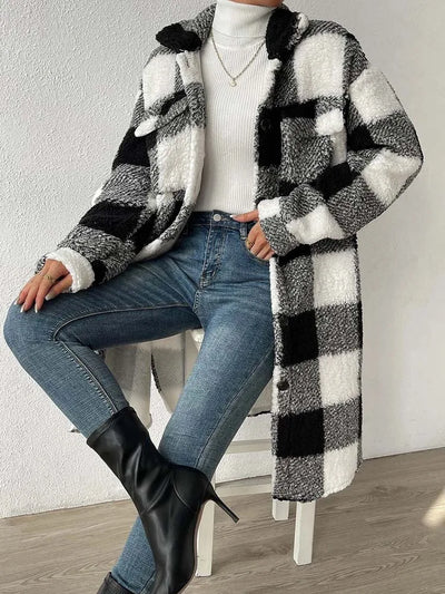 Henna™ - Long Sleeved Checkered Coat (50% Off)