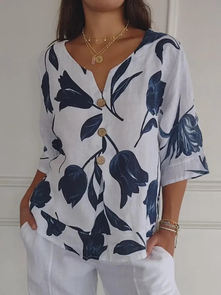 Dana™ - Printed Tunic Top with V-Neck (50% OFF)