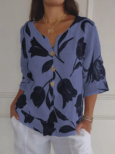 Dana™ - Printed Tunic Top with V-Neck (50% OFF)