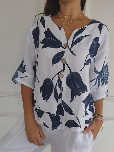 Dana™ - Printed Tunic Top with V-Neck (50% OFF)