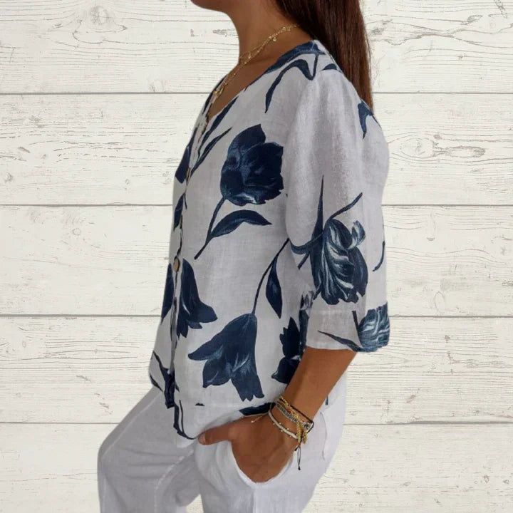 Dana™ - Printed Tunic Top with V-Neck (50% OFF)