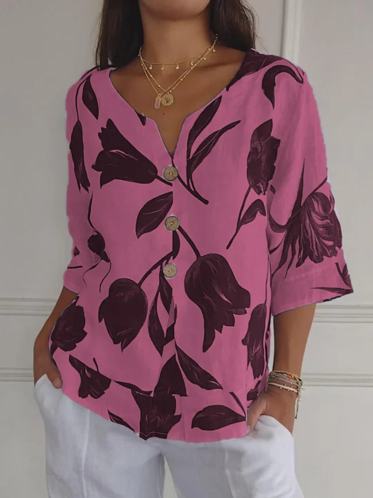 Dana™ - Printed Tunic Top with V-Neck (50% OFF)