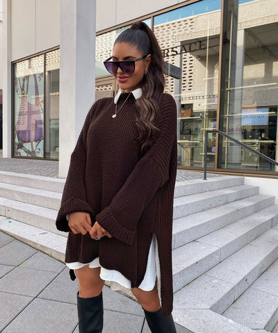 Oversized Pullover Elsa Dark Brown