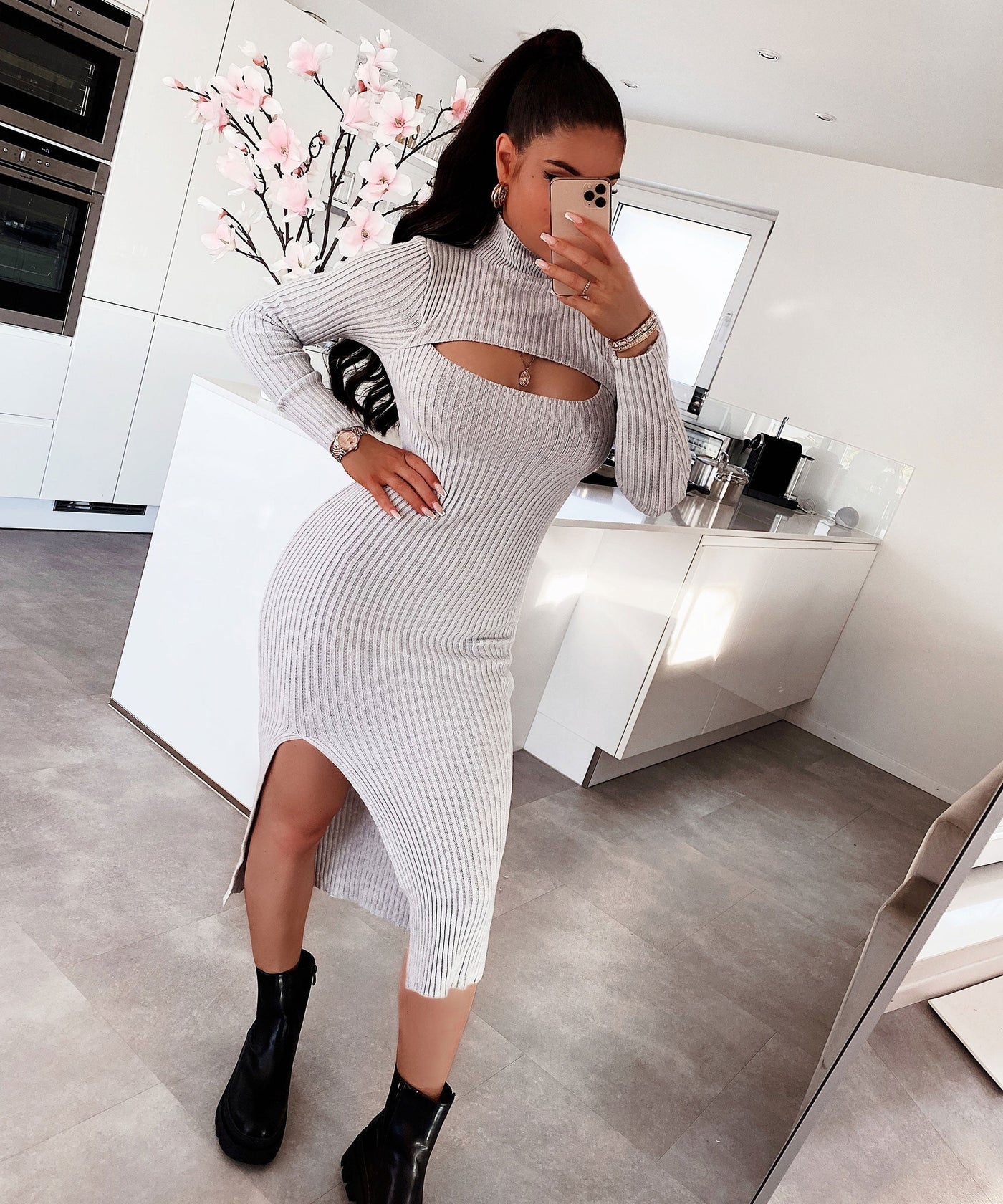 Knitted Dress Leyre Light Gray